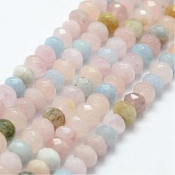 Chapelets de perles en morganite naturelle, rondelle, facette, 5.5~6x3.5~4mm, Trou: 1mm, Environ 108 pcs/chapelet, 15.3 pouce (39 cm)