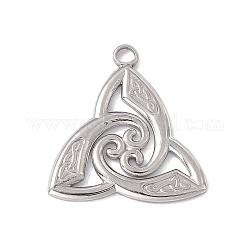 304 Stainless Steel Pendants, Trinity Knot Charms, Stainless Steel Color, 26.5x25x2mm, Hole: 2.9mm