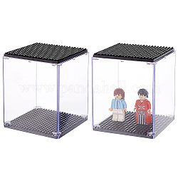 Fingerinspire 2 vitrine de modèle empilable en acrylique pour figurines, bloc de construction, vitrine avec base noire, vitrine anti-poussière de 3x3x4 pouces, boîte d'affichage cube pour figurines