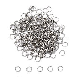 304 anelli portachiavi in ​​acciaio inox, anelli di salto a doppio anello, colore acciaio inossidabile, 5x1.2mm, circa  3.8mm diametro interno, 5000pcs/scatola