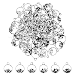 DICOSMETIC 80Pcs 2 Styles Alloy Charms, Flat Round with Mountain, Antique Silver, 14x11x2.5~3mm, Hole: 1.5mm, 40pcs/style