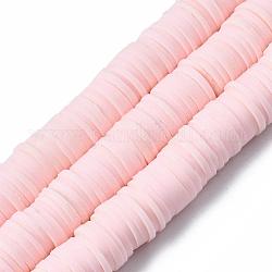 Flache runde umweltfreundliche handgefertigte Polymer Clay Perlen, Scheibe Heishi Perlen für Hawaii Ohrring Armband Halskette Schmuckherstellung, rosa, 10 mm