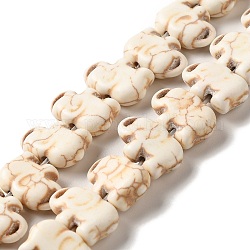 Hilos de perlas sintéticas teñidas de turquesa, elefante, encaje antiguo, 10.5x15x5mm, agujero: 1.2 mm, aproximamente 38 pcs / cadena, 15.04'' (38.2 cm)