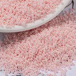 Perles rocailles miyuki rondes, Perles de rocaille japonais, (r427) lustre rose clair opaque, 15/0, 1.5mm, Trou: 0.7mm, environ 5555 pcs/10 g
