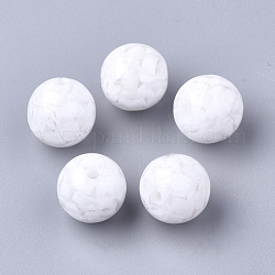 Harz perlen, Nachahmung Edelstein-Chips-Stil, Runde, weiß, 18 mm, Bohrung: 2.5 mm