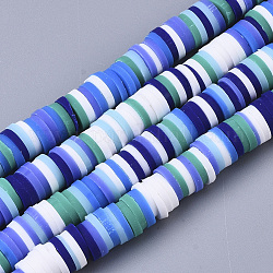 Handmade Polymer Clay Beads Strands, for DIY Jewelry Crafts Supplies, Heishi Beads, Disc/Flat Round, Mixed Color, 6x0.5~1mm, Hole: 1.8mm, about 290~320pcs/strand, 15.75 inch~16.14 inch(40~41cm)