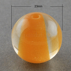 Resin Beads, with Glitter Powder Inside, Round, Dark Orange, 23mm, Hole: 2mm