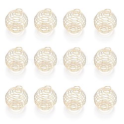 Iron Wire Pendants, Spiral Bead Cage Pendants, Round, Light Gold, 30x24mm, Hole: 5mm