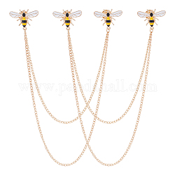 Alloy Bees Hanging Chain Brooch, Long Tassel Lapel Pin for Colloar Shirt Suits, Light Gold, 295mm