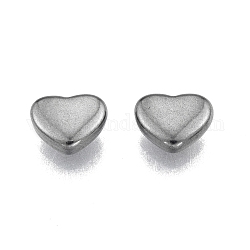 201 perline in acciaio inossidabile, Senza Buco, cuore, colore acciaio inossidabile, 6x7x2.5mm