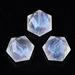 Abalorios de acrílico transparentes, Polvo de brillo, hexágono, Claro, 15x14x9mm, agujero: 1.5 mm