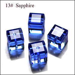 Imitazione branelli di cristallo austriaco, grado aaa, sfaccettato, cubo, blu, 5~5.5x5~5.5x5~5.5 mm (dimensione entro l'intervallo di errore di 0.5~1 mm), Foro: 0.7~0.9 mm