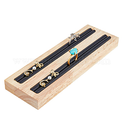 Espositori ad anello in legno a 2 slot, porta organizer per anelli da dito, con similpelle pu, nero, 19.2x6.2x1.7cm