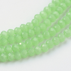 Imitation Jade Glass Beads Strands, Faceted, Rondelle, Light Green, 3x2mm, Hole: 0.5mm, about 160~165pcs/strand, 15.35 inch~15.75 inch(39~40cm)