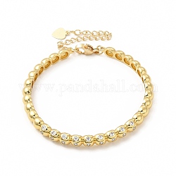 Bracelet manchette en perles de zircone cubique transparente avec fermoirs, bijoux en laiton de placage de rack pour les femmes, sans cadmium et sans plomb, véritable 18k plaqué or, 6-1/4 pouce (16 cm)