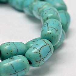 Dyed Barrel Synthetic Turquoise Beads Strands, Turquoise, 12x8mm, Hole: 1mm, about 31pcs/strand, 15.7 inch