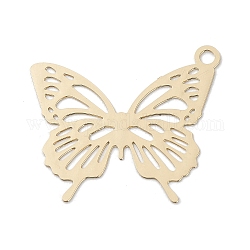 Messing Filigrane Anhänger, Schmetterlings-Charme, Licht Gold, 16.5x18.5x0.2 mm, Bohrung: 1.4 mm