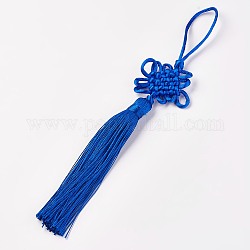 Полиэфирные украшения кисточкой подвесные, Китайский узел, светло-синий, 160~260x45~60 мм