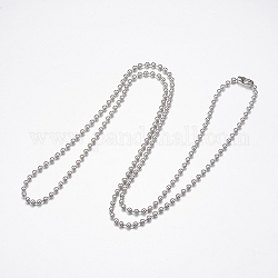 304 collane in acciaio inossidabile, collane di perline, colore acciaio inossidabile, 29.5 pollice (75 cm), 3mm