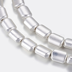Non magnetici perle ematite sintetico fili, smerigliato, rettangolo, matte, Argento Placcato, 8.5~9x6x3.5mm, Foro: 1 mm, circa 46pcs/filo, 15.55 pollice (39.5 cm)