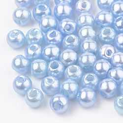 Пластиковые бусины abs, имитации жемчуга, круглые, Небесно-голубой, 8x7.5 мм, отверстие : 1.5 мм, Около 1900 шт / 500 г