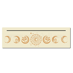 Supporto per carte in legno naturale per tarocchi, espositore per strumenti di divinazione delle streghe, rettangolo, bisque, Modello della luna, 253x76x5mm