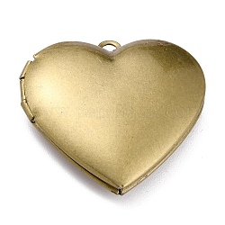 304 Stahl Medaillon-Anhänger Edelstahl, Bilderrahmenanhänger für Halsketten, Herz, Antik Golden, 29x28.5x7 mm, Bohrung: 2.1 mm