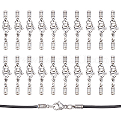 Unicraftale 20 Sets 304 Stainless Steel Lobster Claw Clasps, with Cord Ends, Stainless Steel Color, 30mm
