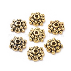 Tibetan Style Alloy Caps, Lead Free and Cadmium Free, Antique Golden, 8x3mm, Hole: 1mm