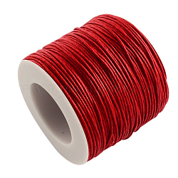 Waxed Cotton Thread Cords, Red, 1mm, about 100yards/roll(300 feet/roll)