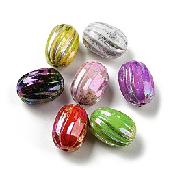 Perles acryliques opaques, métal enlacée, ovale, couleur mixte, 19x13mm, Trou: 2mm