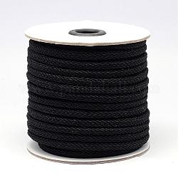 Плетеный полиэфирный корд, чёрные, 6x3 мм, Около 25 ярдов / рулон