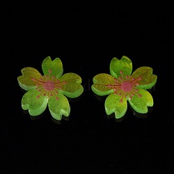 Leucht Harzcabochons, 5 Blütenblatt/Sakura, Champagnergelb, 26x5 mm