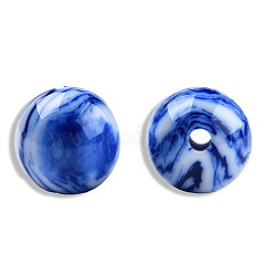 Perles en résine, pierre d'imitation, ronde, bleu moyen, 12mm, Trou: 1.6~1.8mm