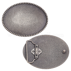 Alloy Oval Belt Buckles, Belt Fastener, Antique Silver, 68x89x4mm, Knot: 5mm