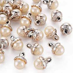 Colgantes de perlas de resina, con toro de plástico, botón floral, PapayaWhip, 18x11.5x11.5mm, agujero: 2.5 mm