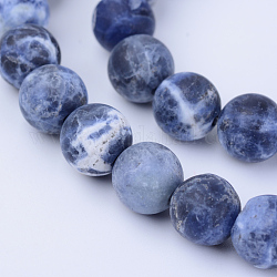 Chapelets de perles en sodalite naturelle, mat, ronde, 10~10.5mm, Trou: 1.2mm, Environ 36 pcs/chapelet, 15.5 pouce