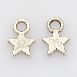 Tibetan Style Alloy Charms, Cadmium Free & Lead Free, Star, Antique Silver, 10x8x2mm, Hole: 2.5mm