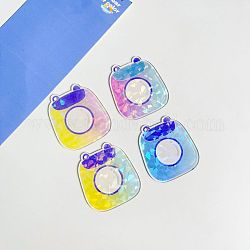 4 stücke 4 farben laser stil acrylscheibe schlüsselbund rohlinge, mit Kugelketten, Mischfarbe, Taschenmuster, 7x5 cm, 1 Stück / Farbe