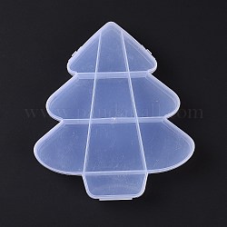 10 boite plastique transparente grilles, contenants de perles en forme d'arbre de noël pour petits bijoux et perles, fumée blanche, 18x15.9x2.5 cm, diamètre intérieur: 22~52x27~59x22 mm
