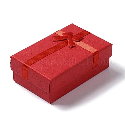 Boîtes à collier en papier carton, coffret cadeau collier avec éponge à l'intérieur et nœud papillon, rectangle, firebrick, 5.2x8.2x3 cm