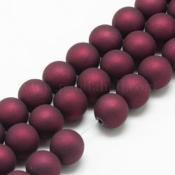 Perlas de acrílico de estilo de goma hebras, redondo, de color rojo oscuro, 20mm, agujero: 2.5 mm