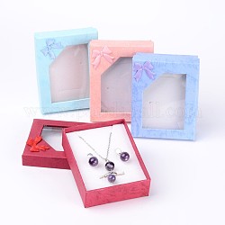 Rectangle Cardboard Jewelry Set Boxes, Mixed Color, about 7cm wide, 9cm long, 2.8cm high