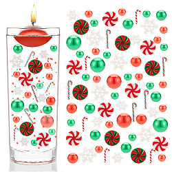 Benecreat クリスマス花瓶フィラーパール 181 個  キャンドルフィラー  キャンディケインとスノーフレークのポリマー粘土と樹脂のフランジ、クリスマスホームテーブルパーティー、結婚式のお祝いの装飾用