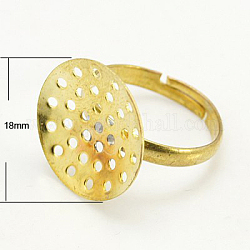 Componentes de anillo de latón ajustable, bases del anillo de tamiz, dorado, 17mm, Bandeja: 18 mm
