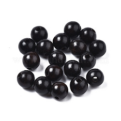 Undyed Natural Ebony Wood Beads, Waxed, Round, Lead Free, Black, 6mm, Hole: 1.4mm, about 3350pcs/500g