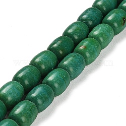 Kunsttürkisfarbenen Perlen Stränge, Kolumne, gefärbt, grün, 10x8.5 mm, Bohrung: 1 mm, ca. 34 Stk. / Strang, 15.83 Zoll (40.2 cm)