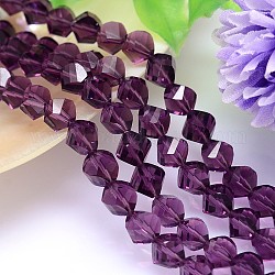 Faceted Polyhedron Imitation Austrian Crystal Bead Strands, Grade AAA, Purple, 10mm, Hole: 0.9~1mm, about 40pcs/strand, 15.7 inch