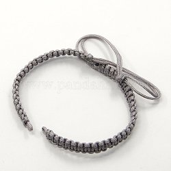 Cuerda de nylon trenzado para la toma de la pulsera DIY, gris, 145~155x5x2mm, agujero: 2~4 mm