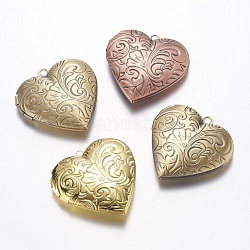 Подвески латуни медальон, сердце, разноцветные, 29x29x7 мм, отверстие : 2 мм